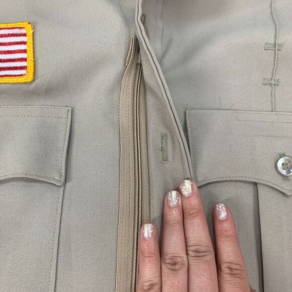 Cabelas Hunting Shirt Mens 16 1/2 Tan Full Zip Faux Button Long Sleeve Pockets - Picture 4 of 16